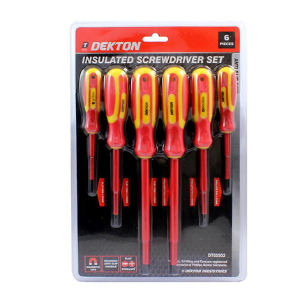 Dekton 6-Piece Insulated Screwdriver Set | Professional Grade, Anti-Slip Handles | Kumperi