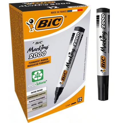 BIC Marking 2000 Permanent Marker Medium Bullet 2 mm Black Pack of 12