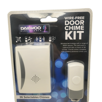 Battery Powered Doorbell Chime, Cordless Kit with 300m Range, 36 Chimes, Door Entry Bell