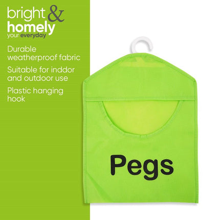 Bright & Homely Weatherproof Peg Bag Multi-Colour Fabric Clothes Peg Storage with Hanging Hook | Kumperi
