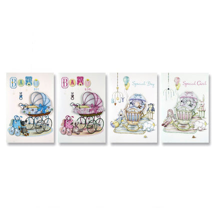 HANDMADE BABY GREETING CARDS PK6
