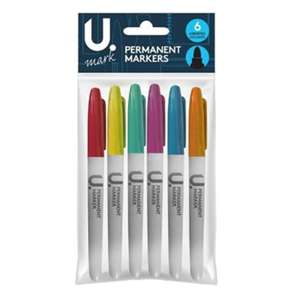 PERMANENT MARKERS ASSORTED 6 PACK