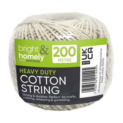 Heavy Duty Cotton String 200m Ball - Premium Natural Cotton Twine for Crafts, Cooking, Wrapping & Gardening | Strong & Durable | Kumperi