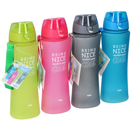 Kumperi 650ml “Being Nice Makes You Cool” Water Bottle – Flip‑Top, Leakproof, BPA‑Free, Carry Strap, Multiple Colours