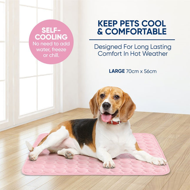 Hello Summer Pet Cooling Mat Large 70cm x 56cm Kumperi Self-Cooling Pink Dog Pad