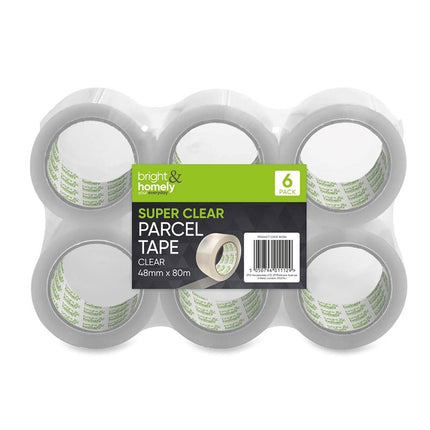 PACKING TAPE SUPER CLEAR 48MM X 80M 6 PACK
