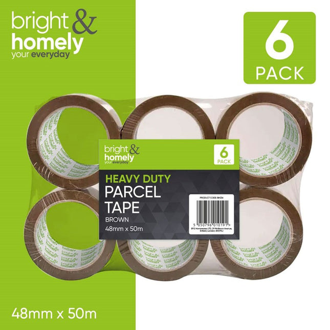 Bright & Homely Brown Packaging Tape 6 Pack Kumperi 48mm x 50m Parcel Sealing Tape