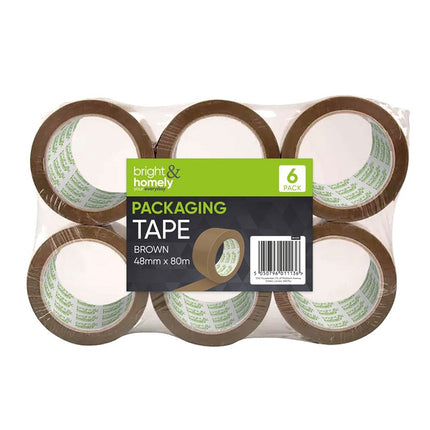 PACKING TAPE BROWN 48MM X 80M 6 PACK