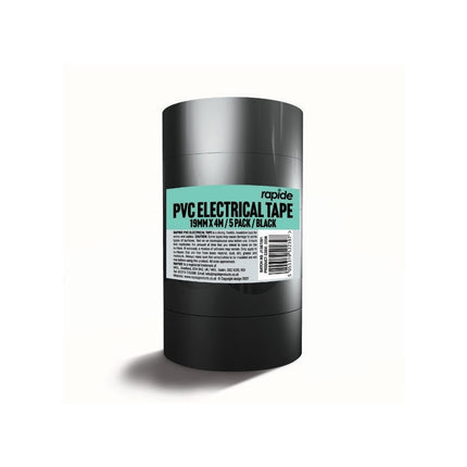 PVC ELECTRICAL TAPE BLACK 19MM X 4M - 5PK