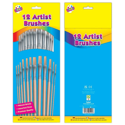 ART BOX ARTIST NATURAL BRISTLE BRUSHES 12
