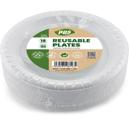 PLASTIC 100 PLATES 18CM