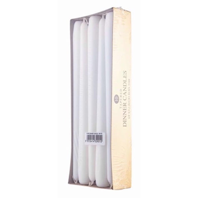 Tapered Dinner Candles 10 Pack - Premium White Dinner Candles 24.5cm | 8 Hour Burn Time | Classic Table Candles for Dining & Events | Kumperi