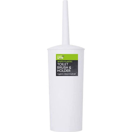 TOILET BRUSH & HOLDER CLOSED SET WHITE