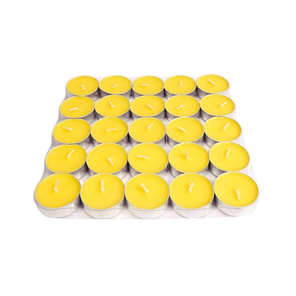 25 Citronella Tealights Pack - Natural Insect Repellent Tea Light Candles | 4 Hour Burn Time | Quality Candles | Kumperi
