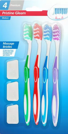 Pristine Gleam Medium Tooth Brushes 4 - Pack
