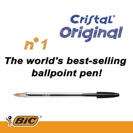 BIC Cristal Original Ballpoint Pens Black 1.0mm Kumperi Box of 50 World's Best-Selling